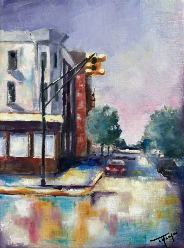 Lumière sur Jersey, huile sur toile de lin de Florence Yangui